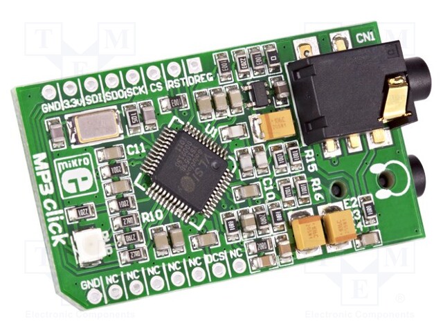 Click board; MP3; SPI; VS1053; Jack 3,5mm,mikroBUS connector