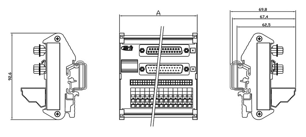 Transition module; Temp: -20÷60°C; W: 83.5mm; D: 68.5mm; H: 92.6mm