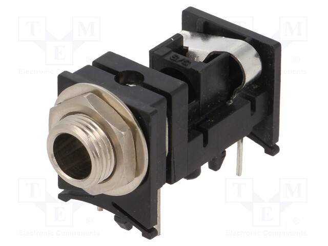 Socket; Jack 6,3mm; female; mono; with on/off switch; angled 90°