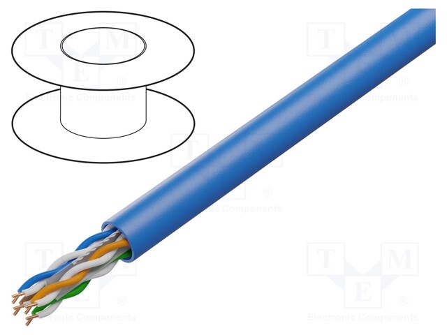 Wire; U/UTP; 4x2x23AWG; solid; CCA; PVC; blue; 305m; Øcable: 5.6mm