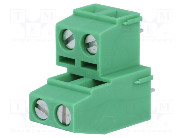 PCB terminal block; angled 90°; 5.08mm; ways: 4; on PCBs; terminal