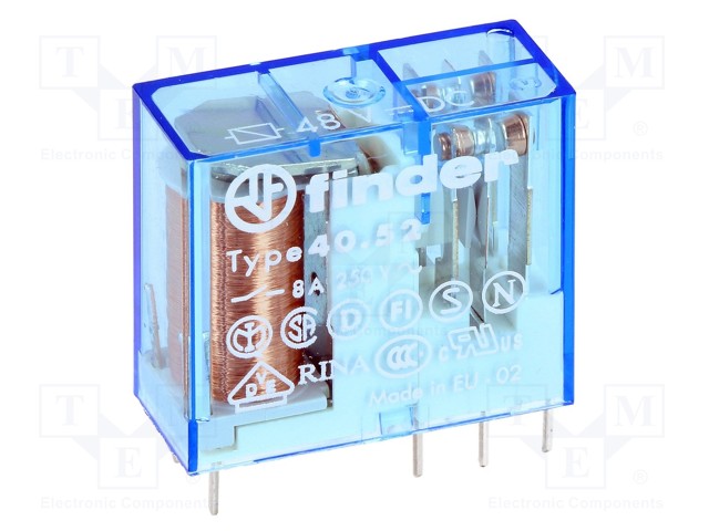 Relay: electromagnetic; DPDT; Ucoil: 48VDC; 8A/250VAC; 8A/30VDC