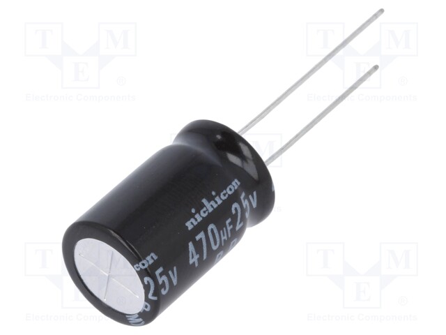 Capacitor: electrolytic; bipolar; THT; 470uF; 25VDC; Ø12.5x20mm