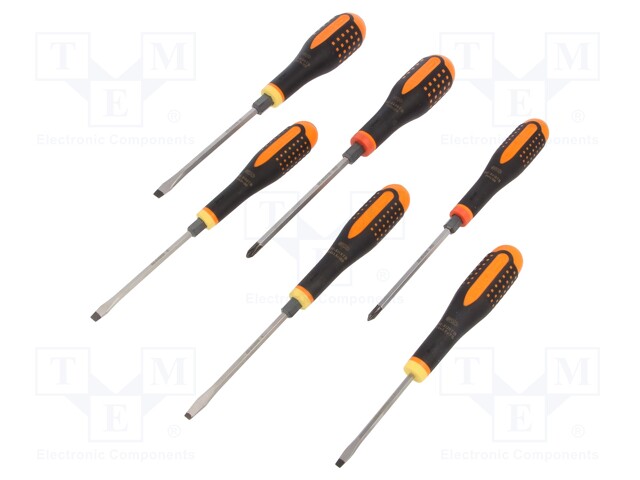 Screwdrivers; Pcs: 6; assisted with a key; Bit: Phillips,slot