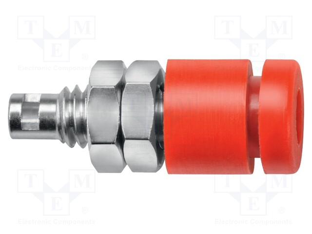 Socket; 2mm banana; 10A; 33VAC; 70VDC; red; Plating: nickel plated