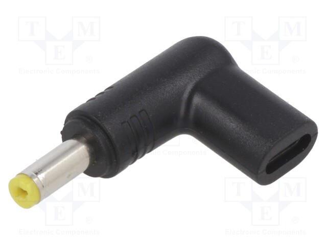 USB C socket,DC 4,8/1,7 plug; Transition: adapter; black; 100W