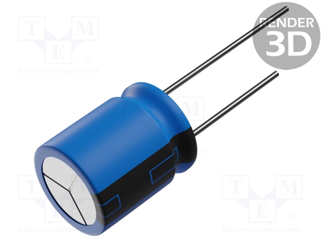 Capacitor: electrolytic; THT; 150uF; 63VDC; Ø10x16mm; Pitch: 5mm