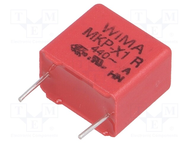 Capacitor: polypropylene; X1; 10nF; 440VAC; ±10%; THT; Pitch: 10mm