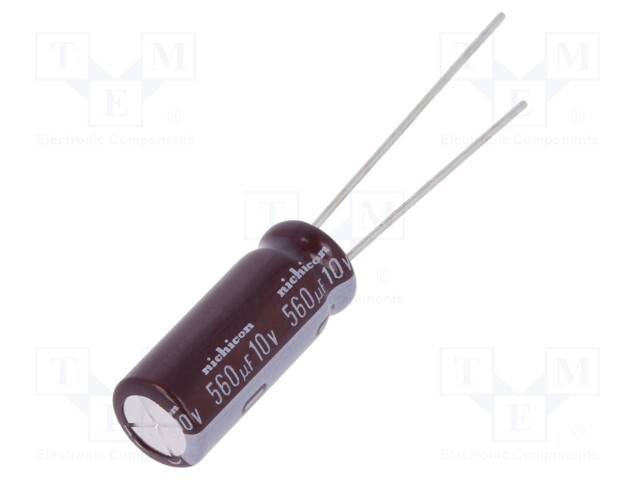 Capacitor: electrolytic; low impedance; THT; 560uF; 10VDC; Ø8x20mm