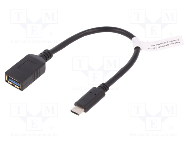 Cable; USB 3.0; USB A socket,USB C plug; nickel plated; 150mm