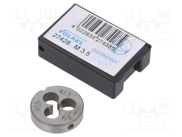 Threading die; HSS; M3,5; 0.6; Ø: 20mm; Thk: 5mm; Conform to: DIN 223