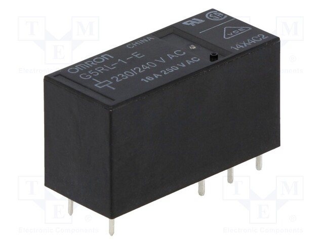 Relay: electromagnetic; SPDT; Ucoil: 230VAC; 16A/250VAC; 16A/24VDC