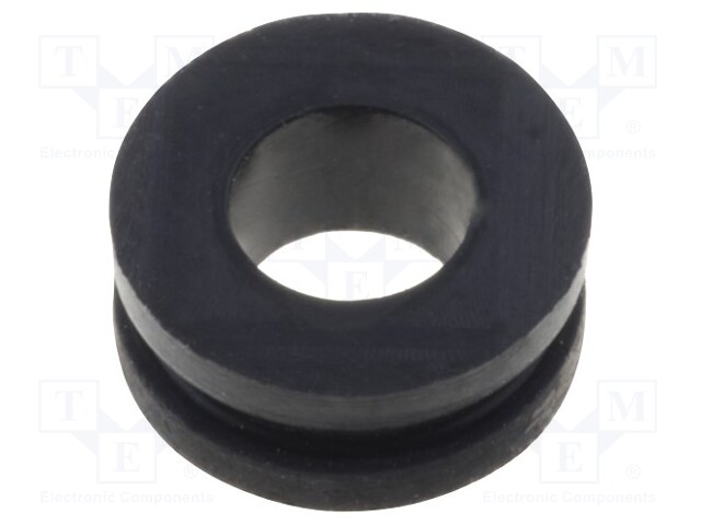 Grommet; Ømount.hole: 6mm; Øhole: 3.5mm; rubber; black