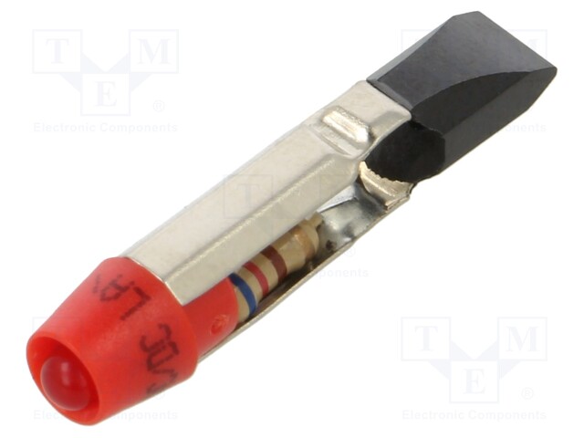 Indicator: LED; T5,5; red; plastic; 12VAC; 12VDC; -20÷60°C; 3mm