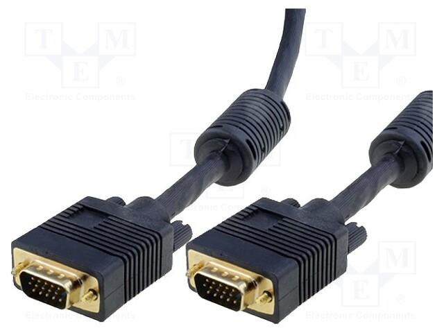 Cable; D-Sub 15pin HD plug,both sides; black; 15m