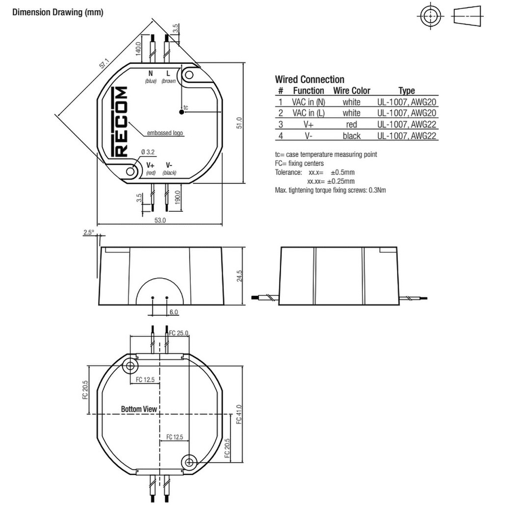 Converter: AC/DC; 18W; Uout: 12VDC; Iout: 1.5A; 82%; 90÷264VAC; 4600V