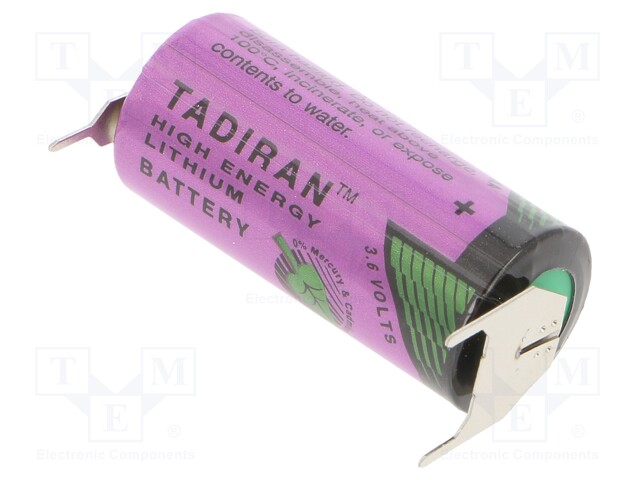 Battery: lithium (LTC); 3.6V; 2/3AA,2/3R6; Ø14.7x33.5mm; 1500mAh