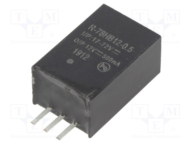 Converter: DC/DC; 6W; Uin: 17÷72V; Uout: 12VDC; Iout: 500mA; SIP3