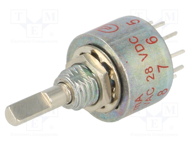 Switch: rotary; Pos: 10; 0.15A/125VAC; 0.15A/28VDC; Poles number: 1