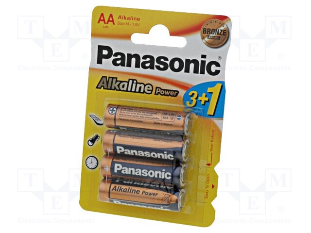 Battery: alkaline; 1.5V; AA; BRONZE; Batt.no: 4; non-rechargeable