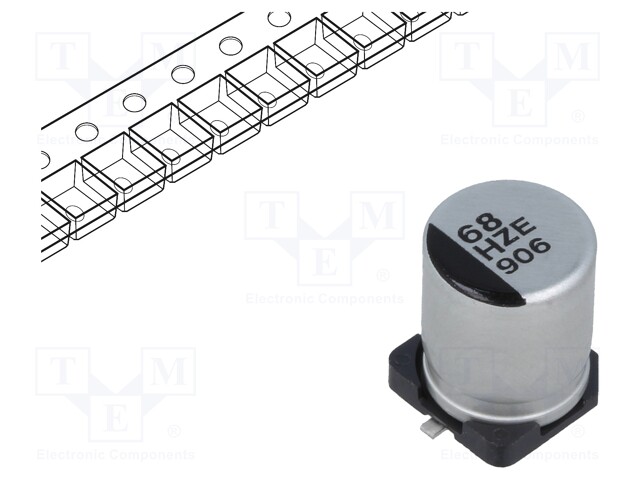 Capacitor: hybrid; 68uF; 50VDC; ESR: 30mΩ; ZE; SMD; ±20%; -55÷125°C