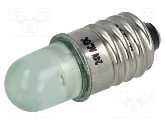 LED lamp; green; E10; 24VDC; 24VAC; AC lum: 800÷1000mcd