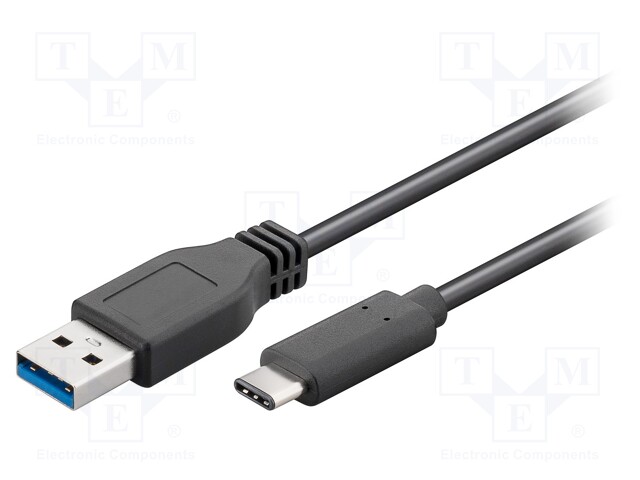 Cable; USB 3.0; USB A plug,USB C plug; 0.5m; black