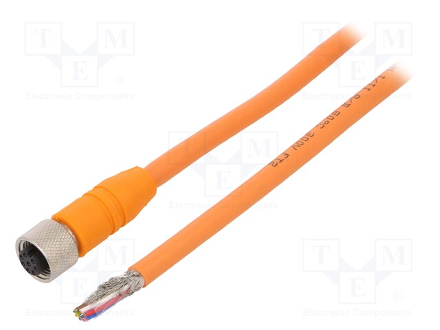 Connection lead; M12; PIN: 8; straight; 2m; plug; 30VAC; 4A; -25÷80°C