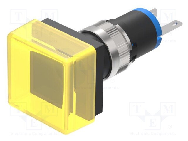 Indicator: LED; prominent; yellow; 24VDC; 15.8x15.8mm; 18