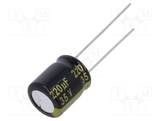 Electrolytic Capacitor, 220 µF, 35 V, FM Series, ± 20%, Radial Leaded, 4000 hours @ 105°C