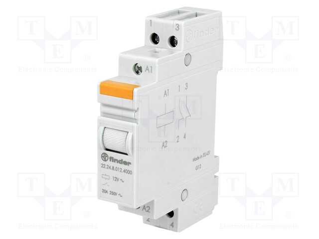 Relay: installation; monostable; NC x2; Ucoil: 12VAC; Mounting: DIN