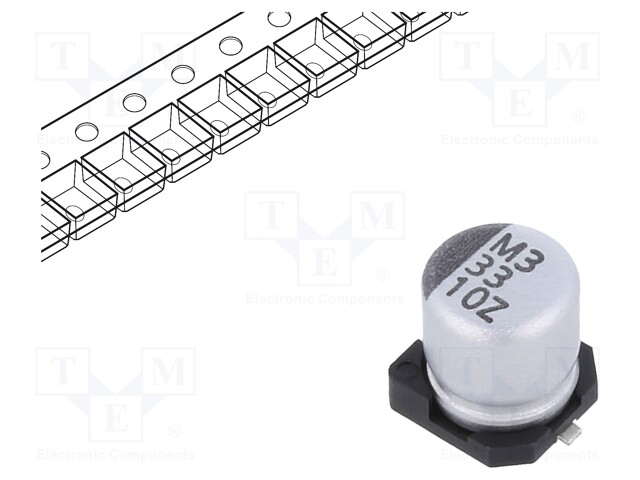 Capacitor: electrolytic; SMD; 33uF; 10VDC; Ø5x5.7mm; ±20%