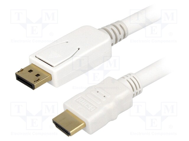 Cable; DisplayPort plug,HDMI plug; 3m; white