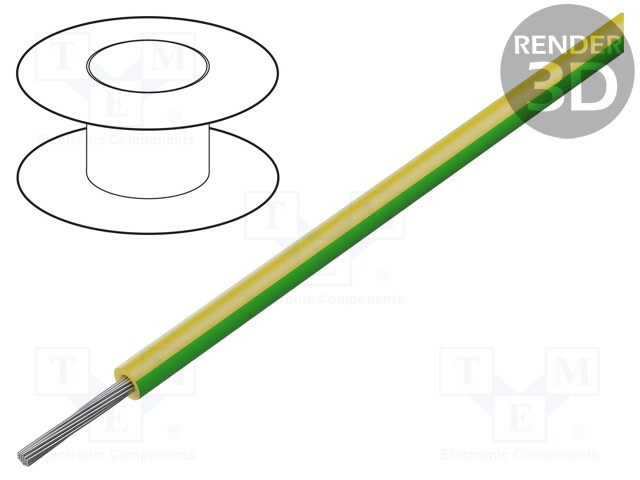 Wire; stranded; Cu; 14AWG; PPO; green-yellow; 600V; 30m