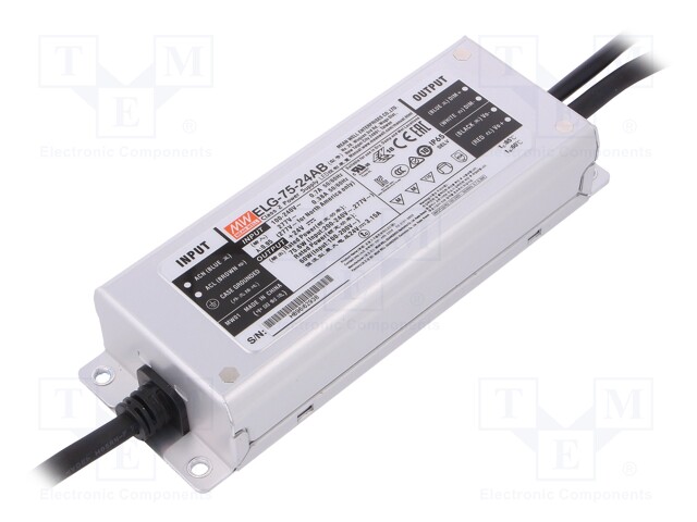 Power supply: switched-mode; LED; 75.6W; 24VDC; 21.6÷26.4VDC; IP65