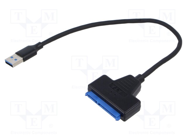 USB to SATA adapter; PnP; SATA plug,USB A plug; 0.25m; 5Gbps