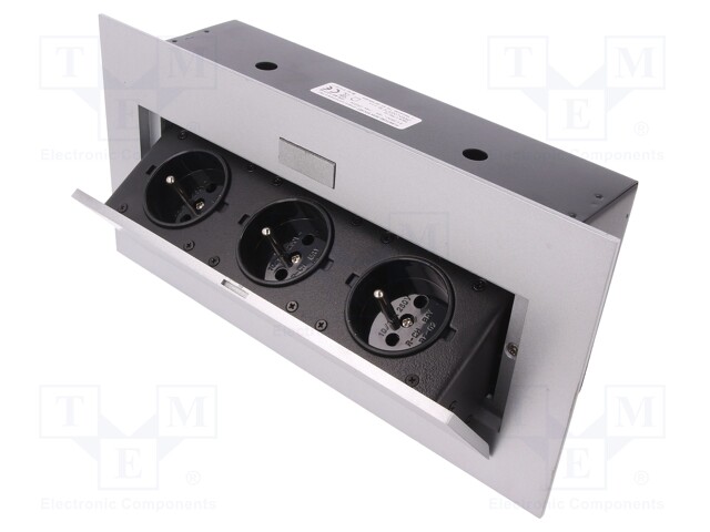 Plug socket strip: furniture; IP20; Body dim: 265x130x64mm; 16A