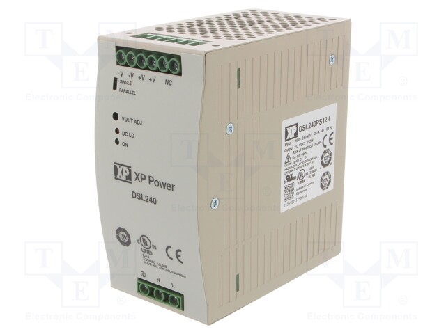 AC/DC DIN Rail Power Supply (PSU), ITE, 1 Output, 192 W, 12 VDC, 16 A