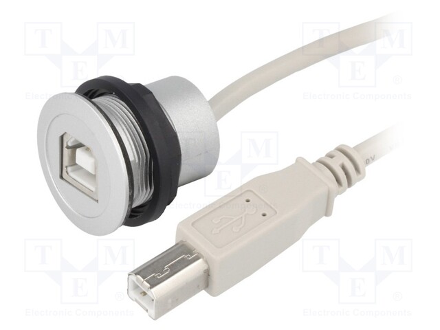 USB socket; 22mm; har-port; -25÷70°C; Ø22.3mm; IP20; Colour: silver