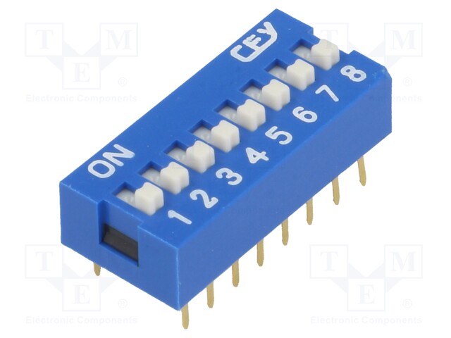 Switch: DIP-SWITCH; Poles number: 8; ON-OFF; 0.05A/12VDC; Pos: 2