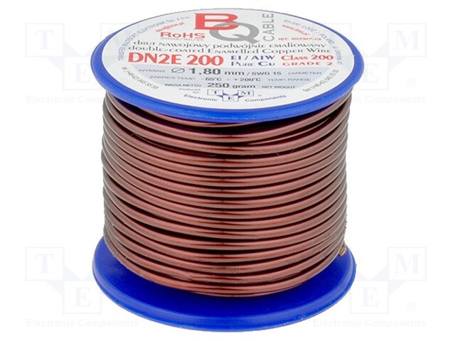 Coil wire; double coated enamelled; 1.8mm; 0,25kg; -65÷200°C