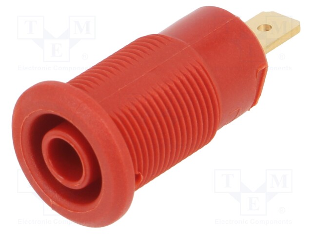 Socket; 4mm banana; 24A; 1kV; Cutout: Ø12.2mm; red; gold-plated