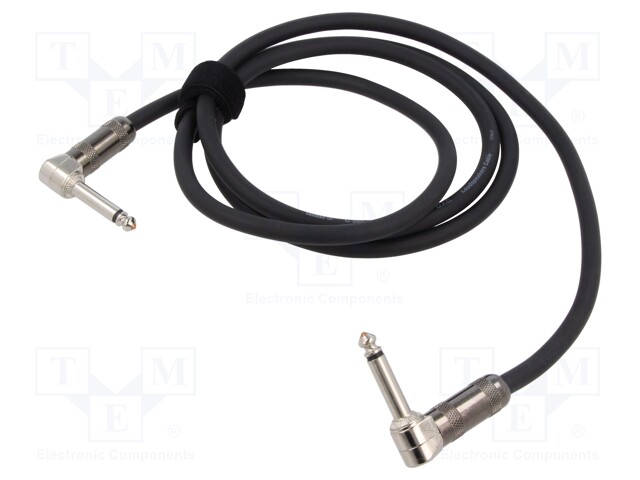 Cable; Jack 6.3mm 2pin angled plug,both sides; 1.5m; black; 1mm2
