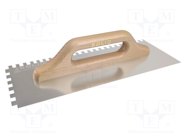 Notch trowel; L: 280mm; W: 130mm; stainless steel