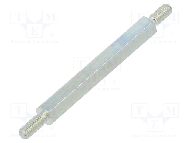 Screwed spacer sleeve; 30mm; Ext.thread: M2,5; hexagonal; steel