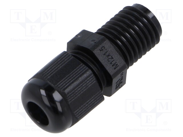 Cable gland; without nut,with long thread; M12; 1.5; IP68; black