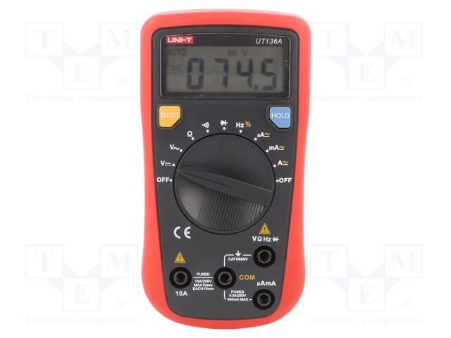 Digital multimeter; LCD (2000),with a backlit; Diode test: yes