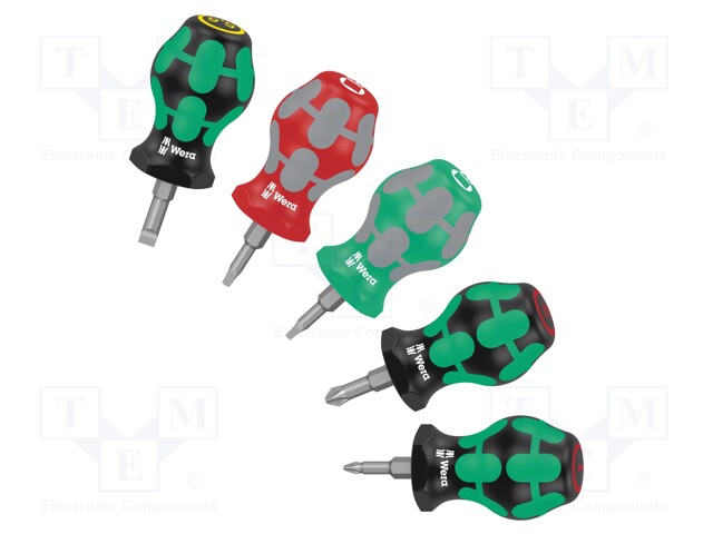 Kit: screwdrivers; Pcs: 5; Phillips,square,slot; Series: STUBBY