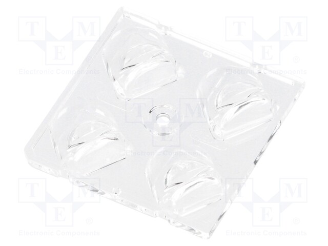 LED lens; square; transparent; H: 8mm; Outside dim: 50x50mm