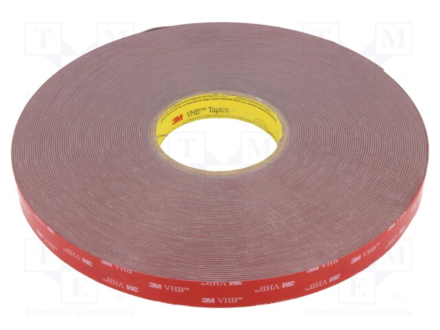 Tape: fixing; W: 19mm; L: 33m; D: 1.1mm; acrylic; grey; max.120°C